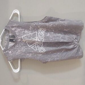 Adidas‎ women's medium gray wash print front knot workout tank top